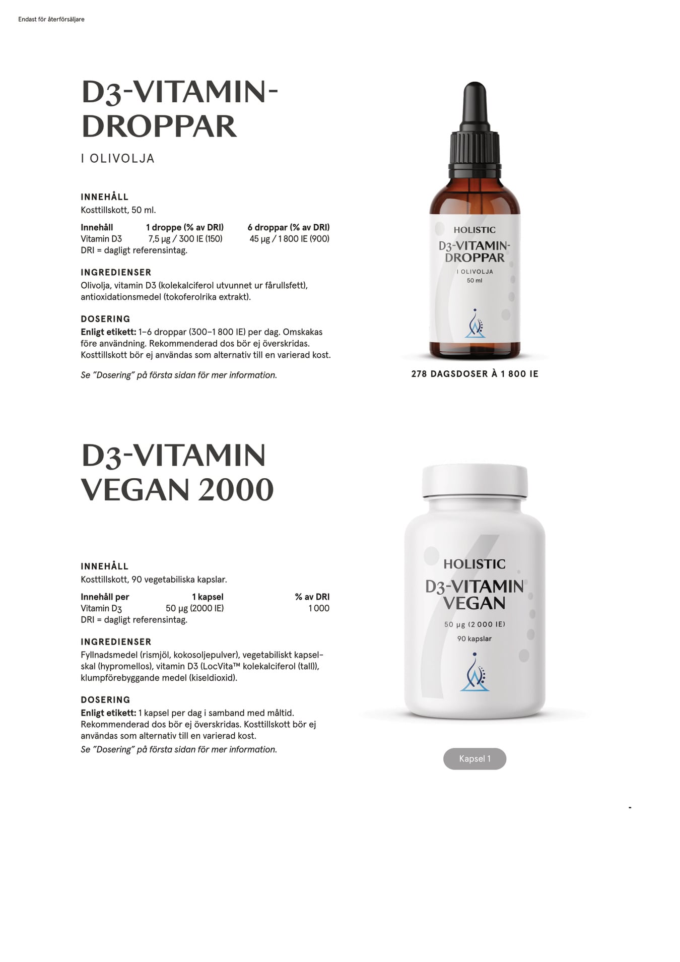 Holistic D3-vitamin vegan 2000, 90 kapslar