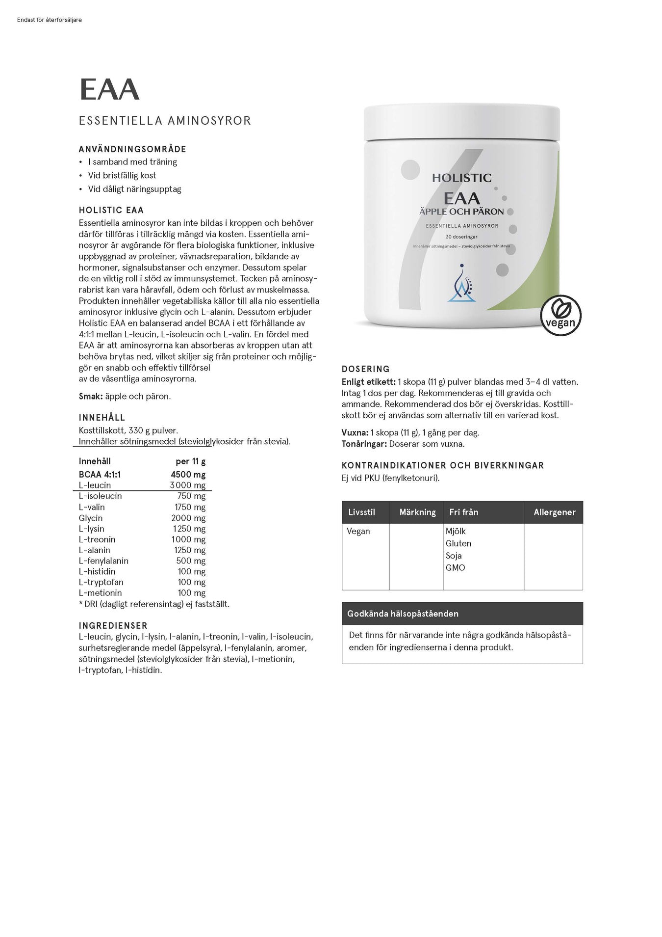 Holistic EAA äpple och päron, 330 g