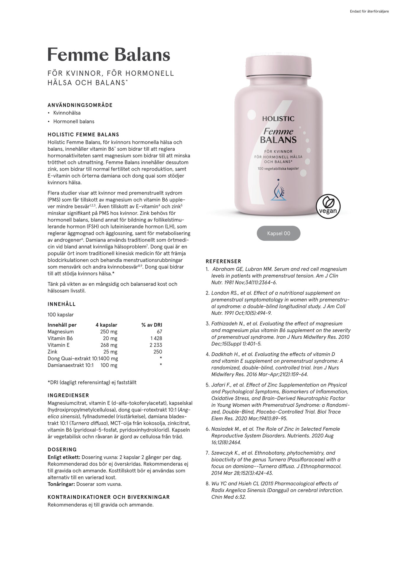 Holistic Femme Balans, 100 kapslar