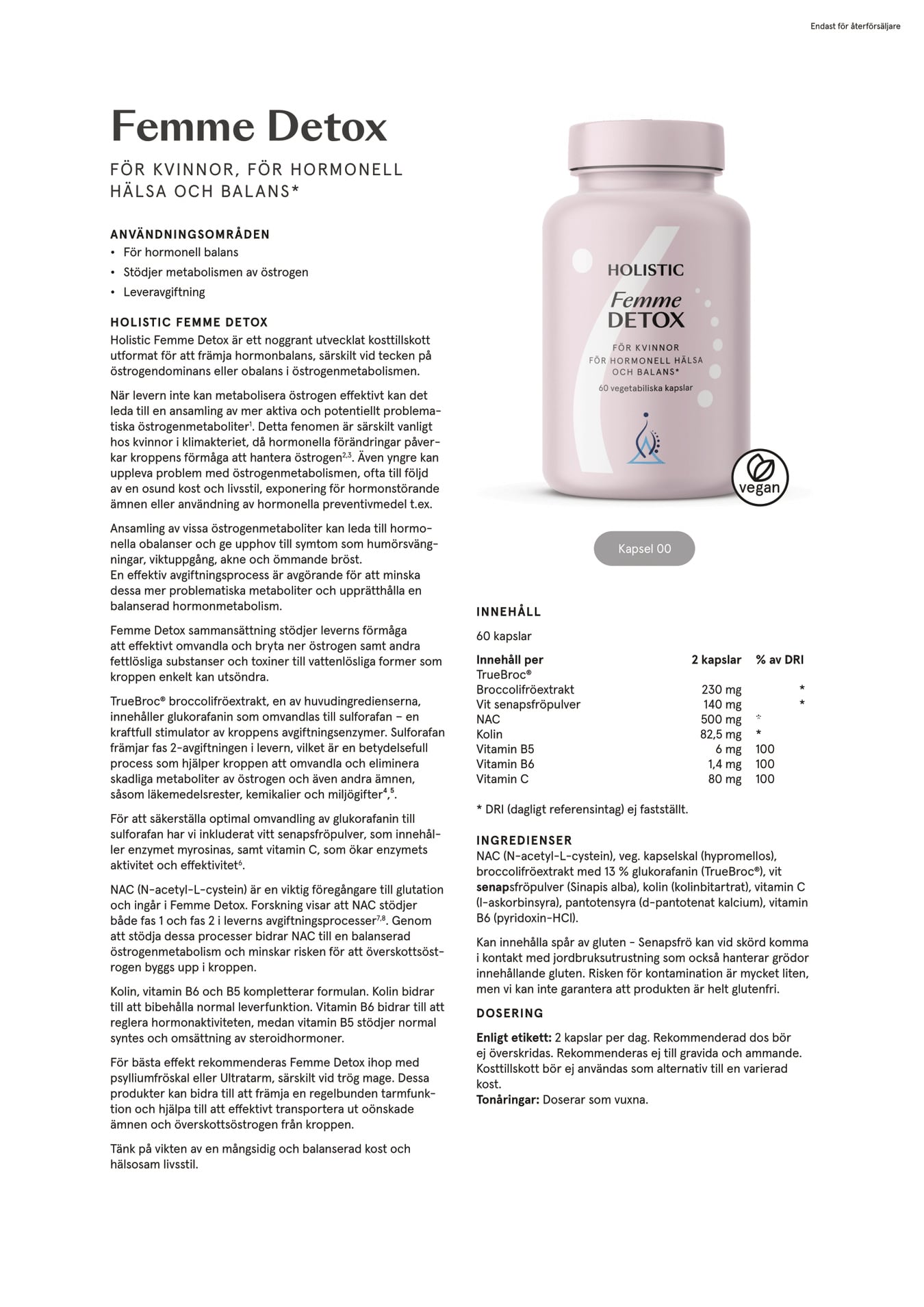 Holistic Femme Detox, 60 kapslar