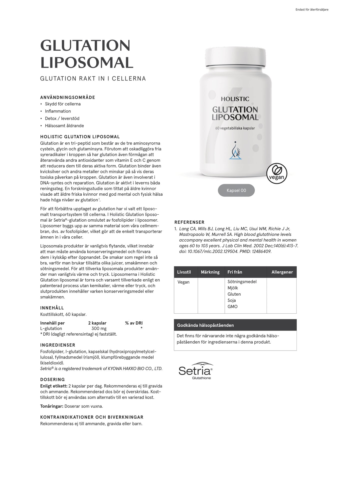 Holistic Glutation liposomal, 60 kapslar