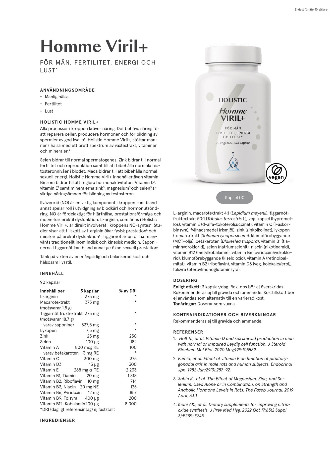 Holistic Homme Viril+, 90 kapslar
