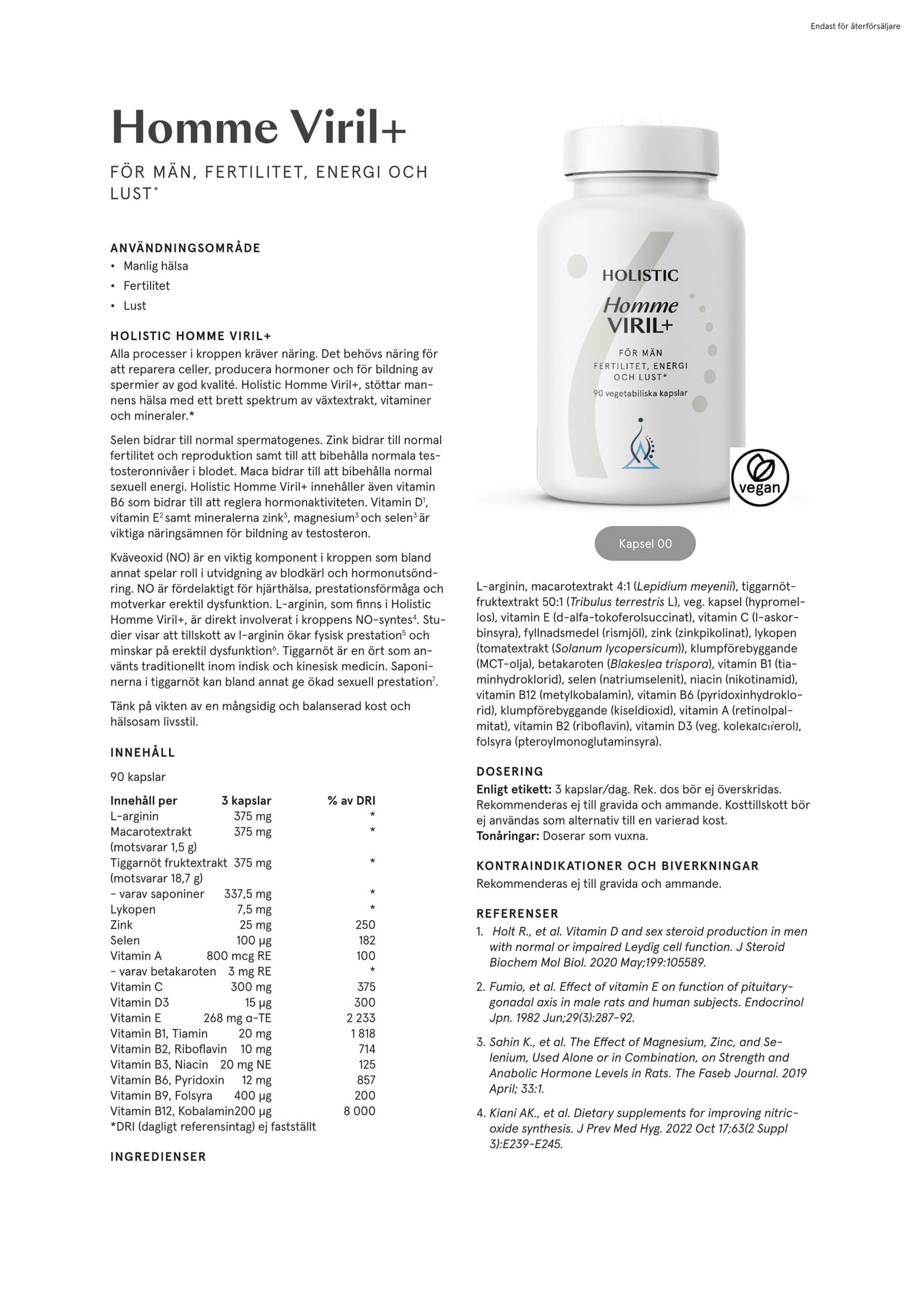 Holistic Homme Viril+, 90 kapslar
