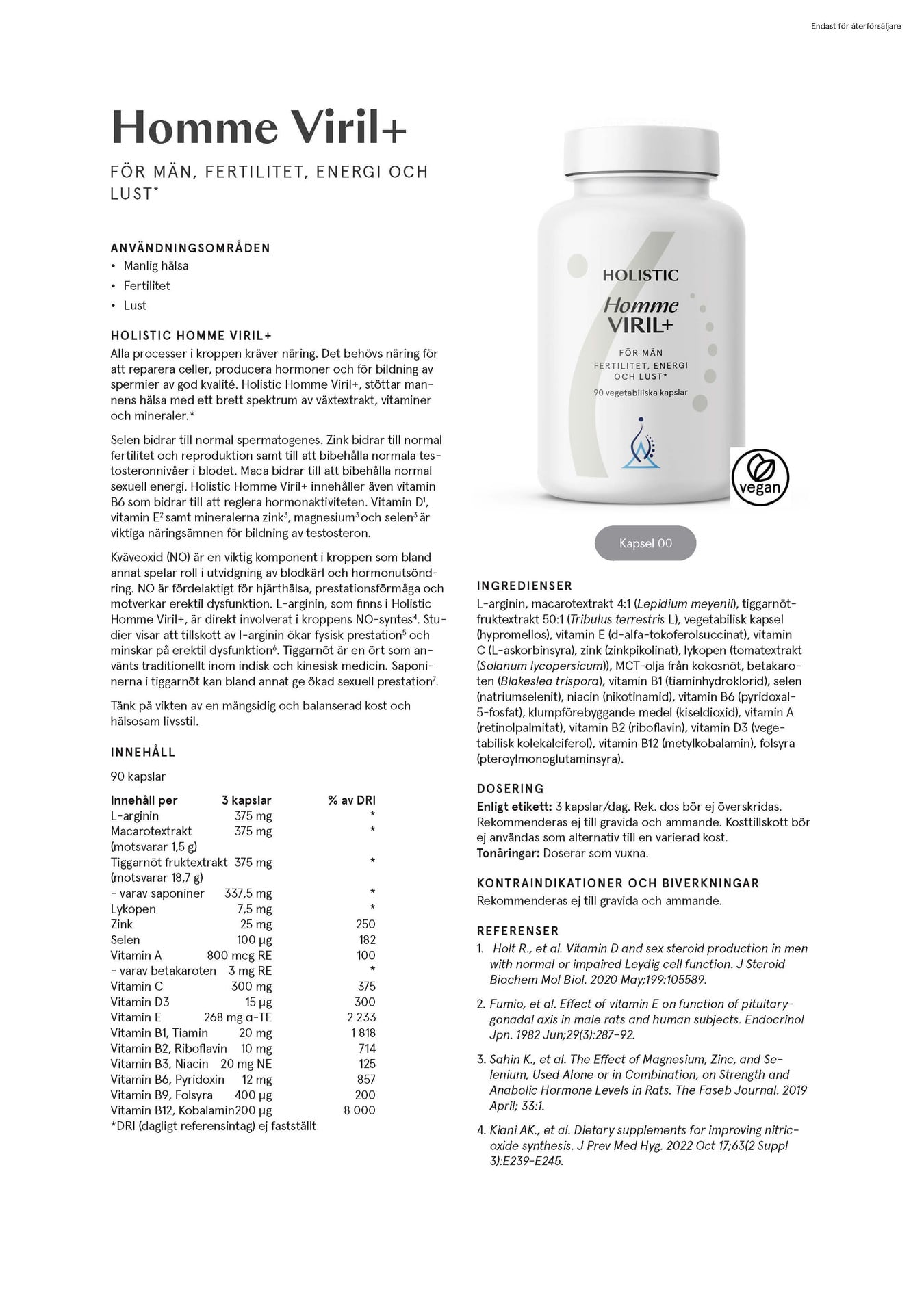 Holistic Homme Viril+, 90 kapslar