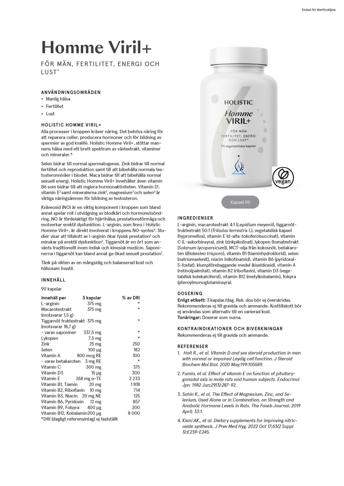 Holistic Homme Viril+, 90 kapslar