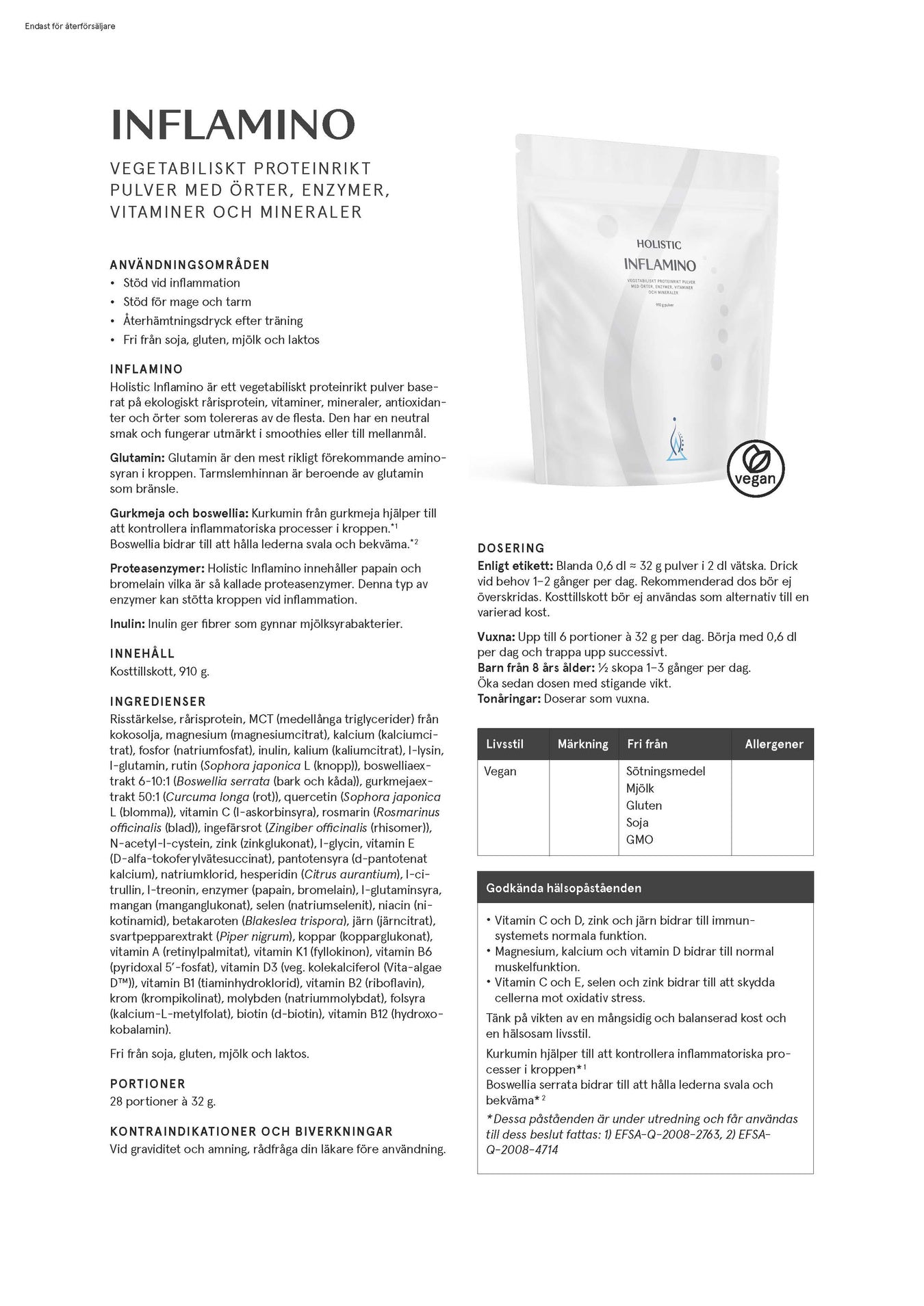 Holistic Inflamino, 910 g
