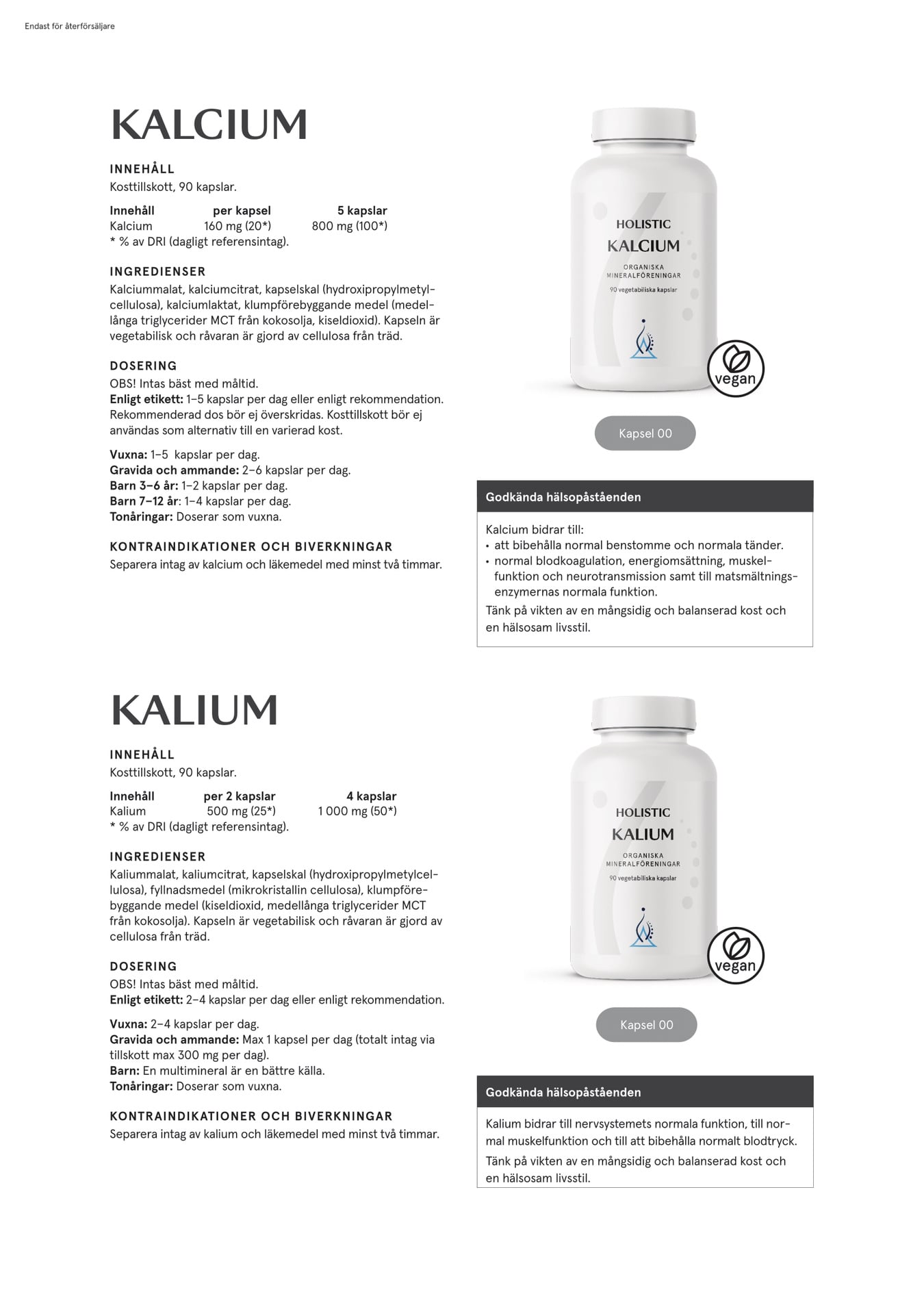 Holistic Kalium 250 mg, 90 kapslar