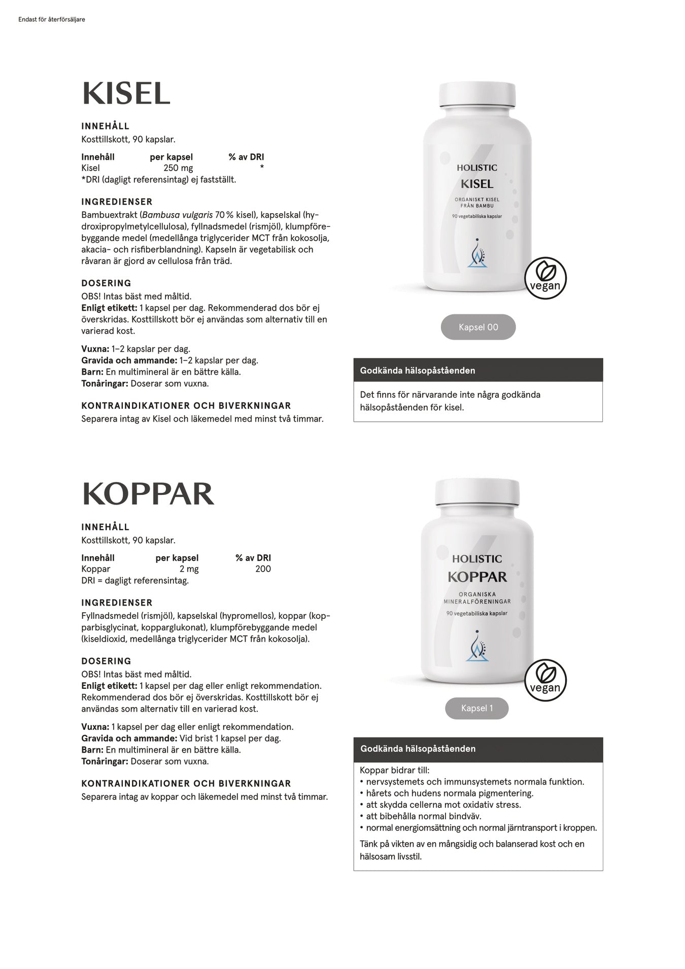 Holistic Koppar 2 mg, 90 kapslar