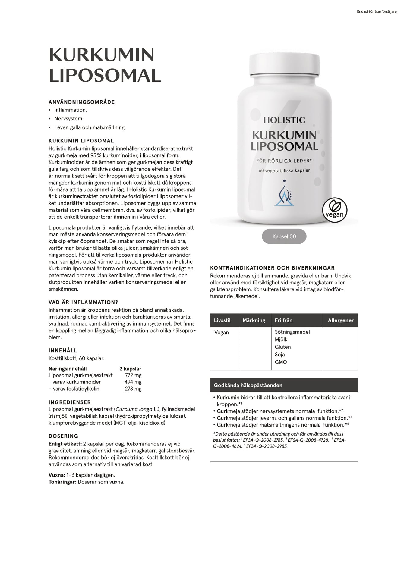 Holistic Kurkumin liposomal, 60 kapslar