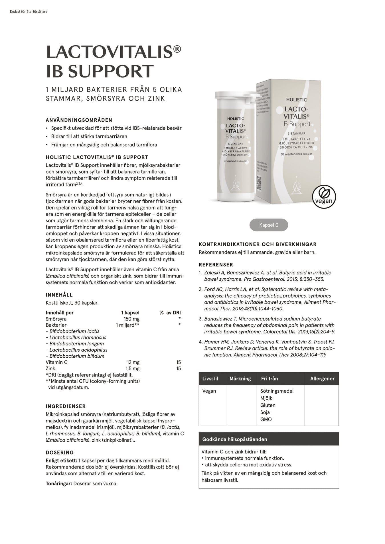 Holistic Lactovitalis® IB Support, 30 kapslar