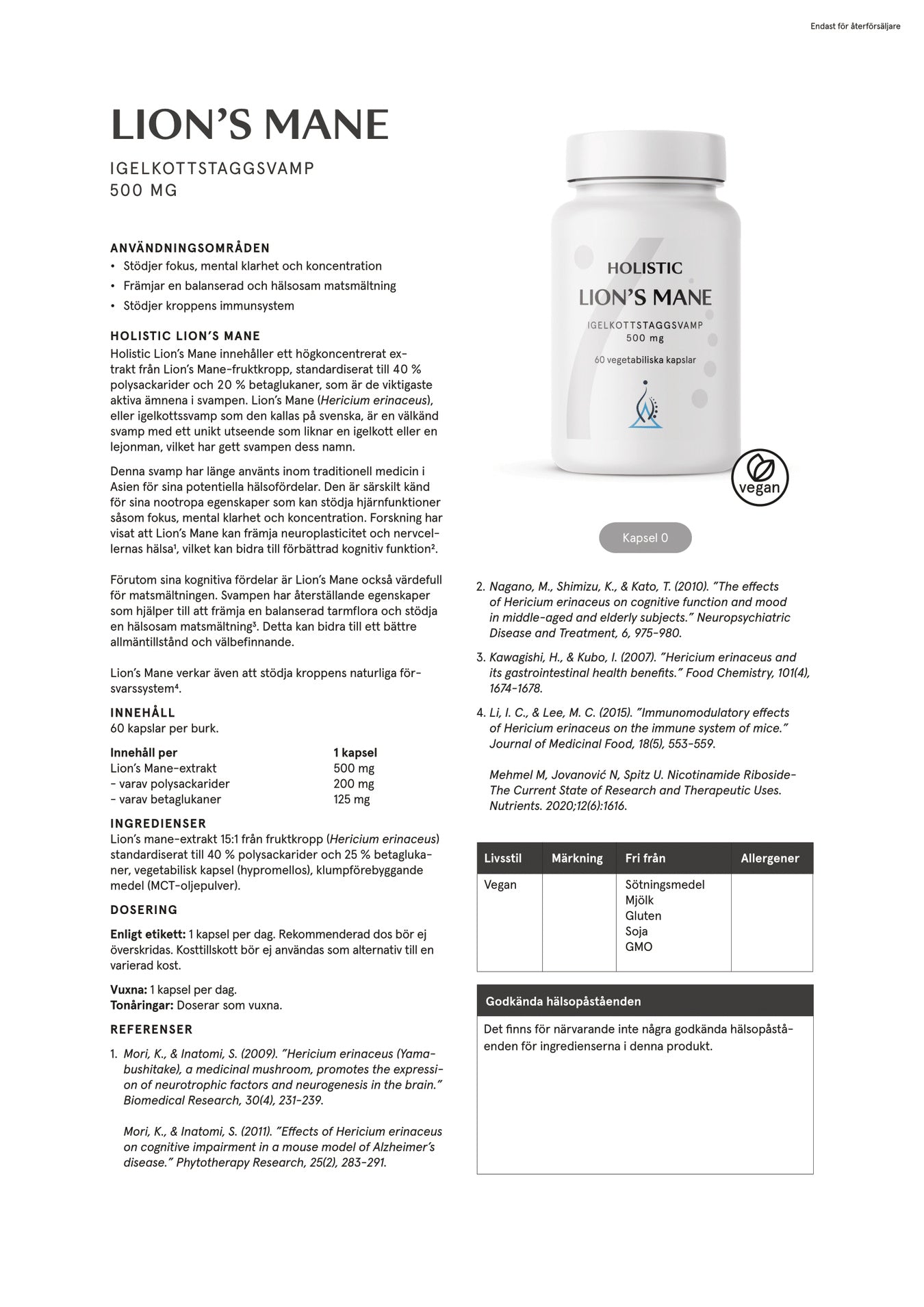 Holistic Lion's mane, 60 kapslar