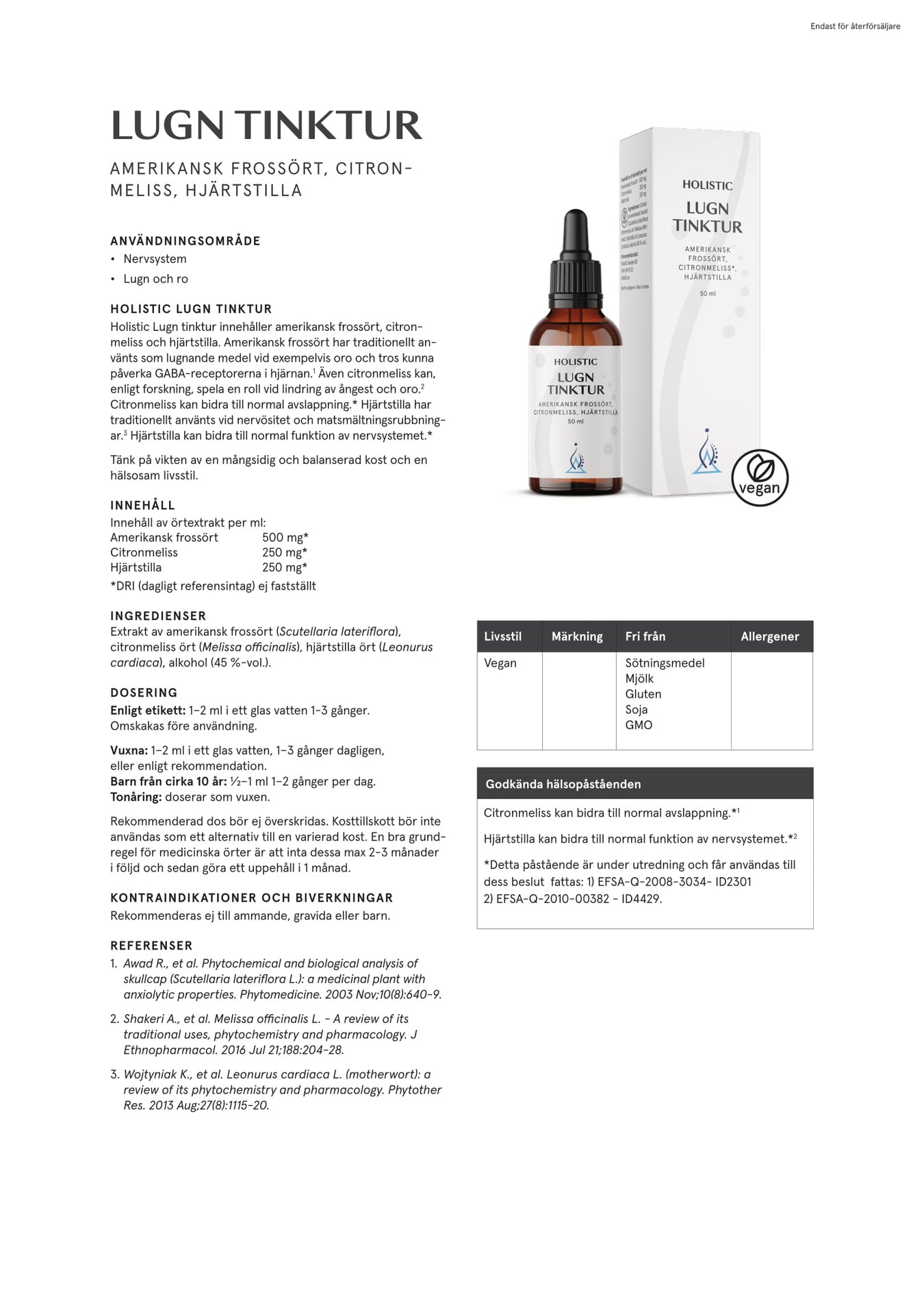 Holistic Lugn tinktur, 50 ml