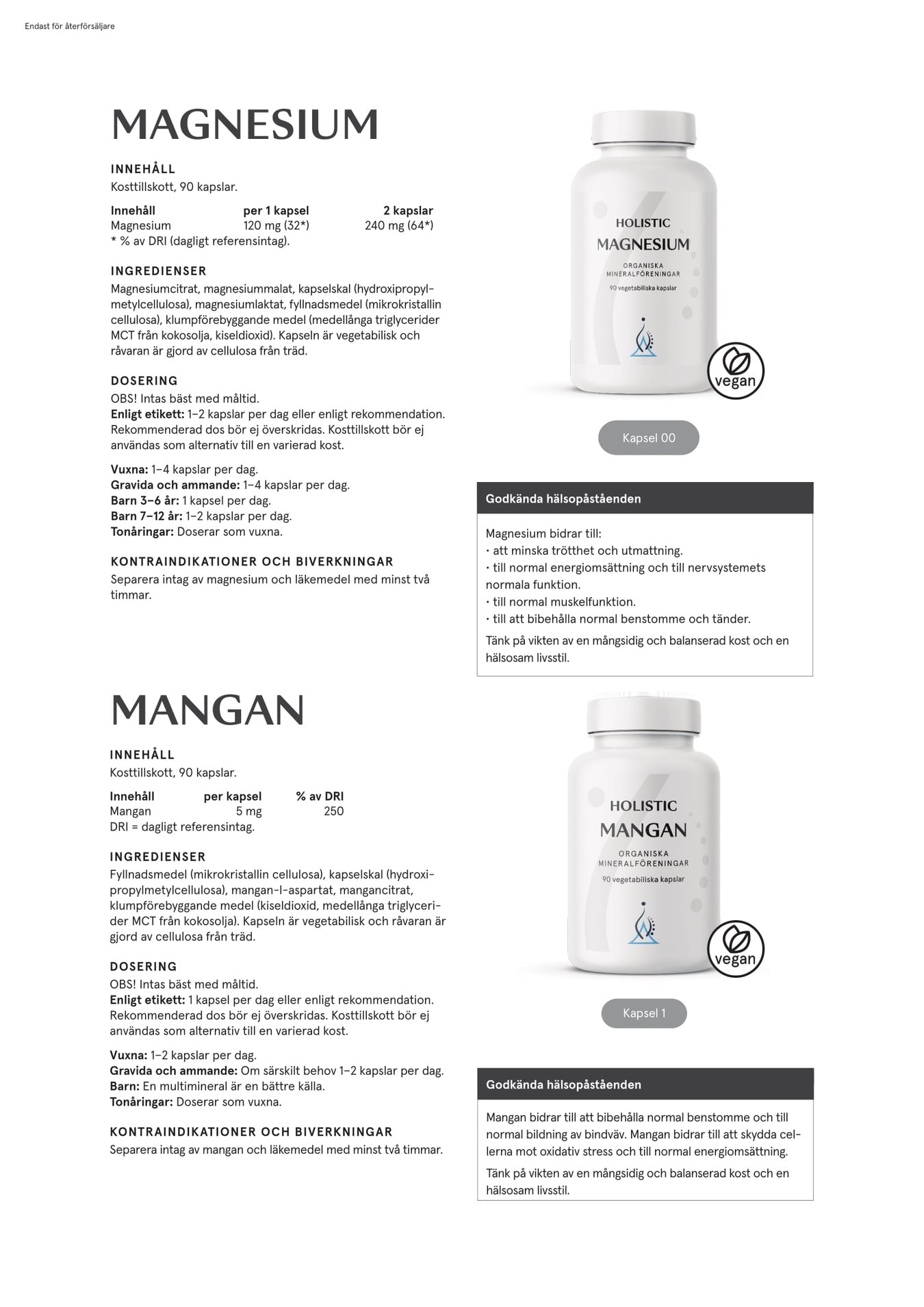 Holistic Magnesium 120 mg, 90 kapslar