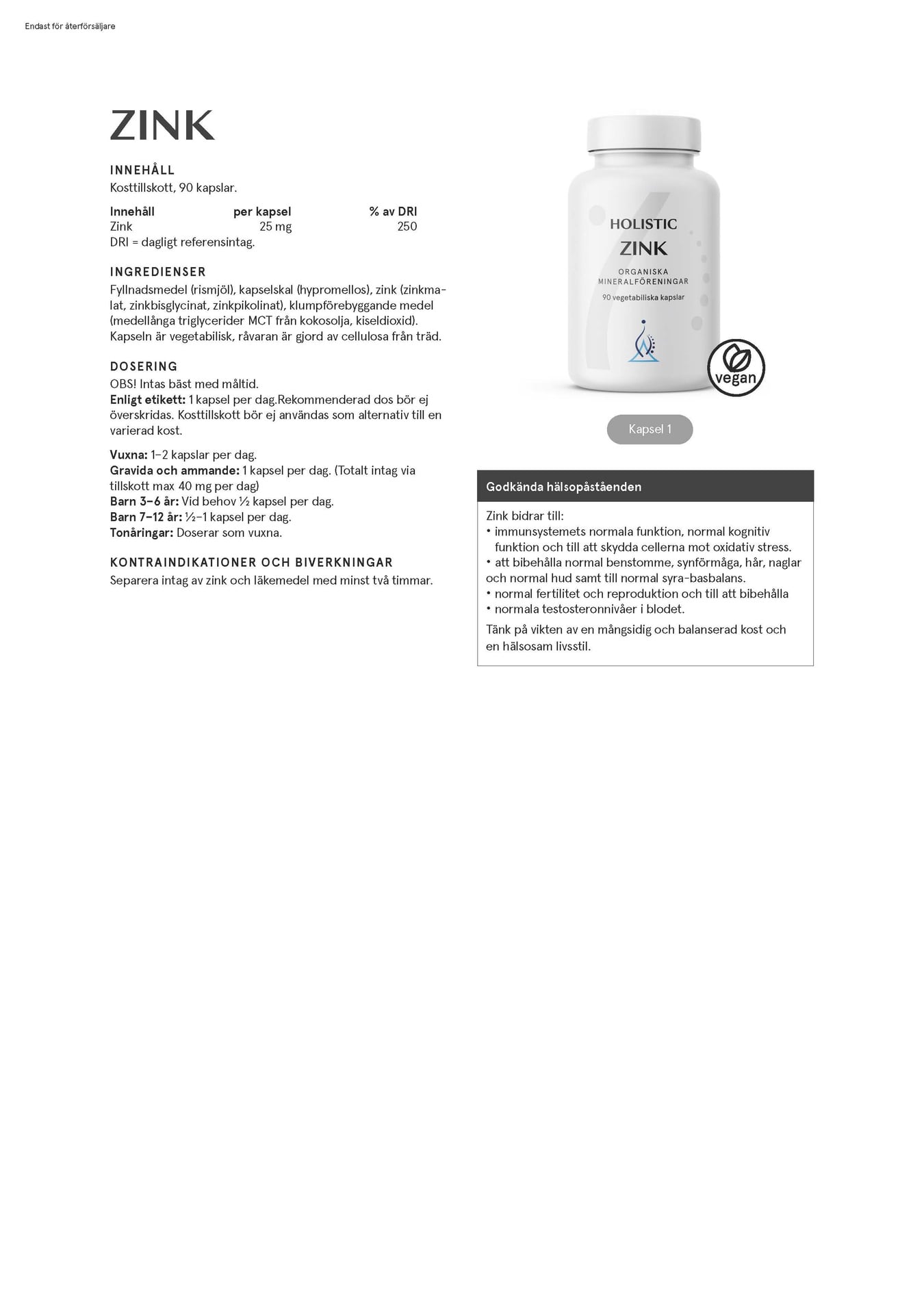 Holistic Magnesiumbisglycinat, 90 kapslar