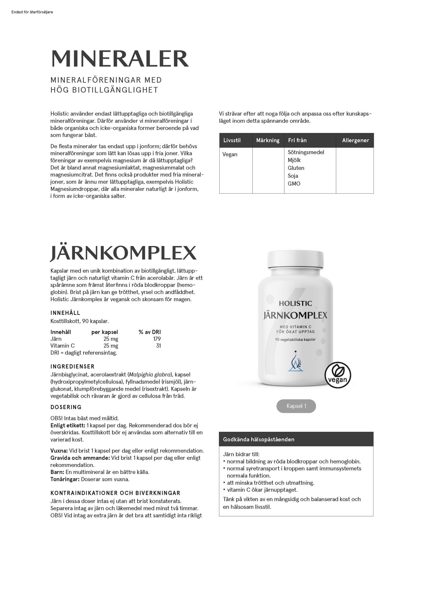Holistic Magnesiumbisglycinat 100 mg, 90 kapslar