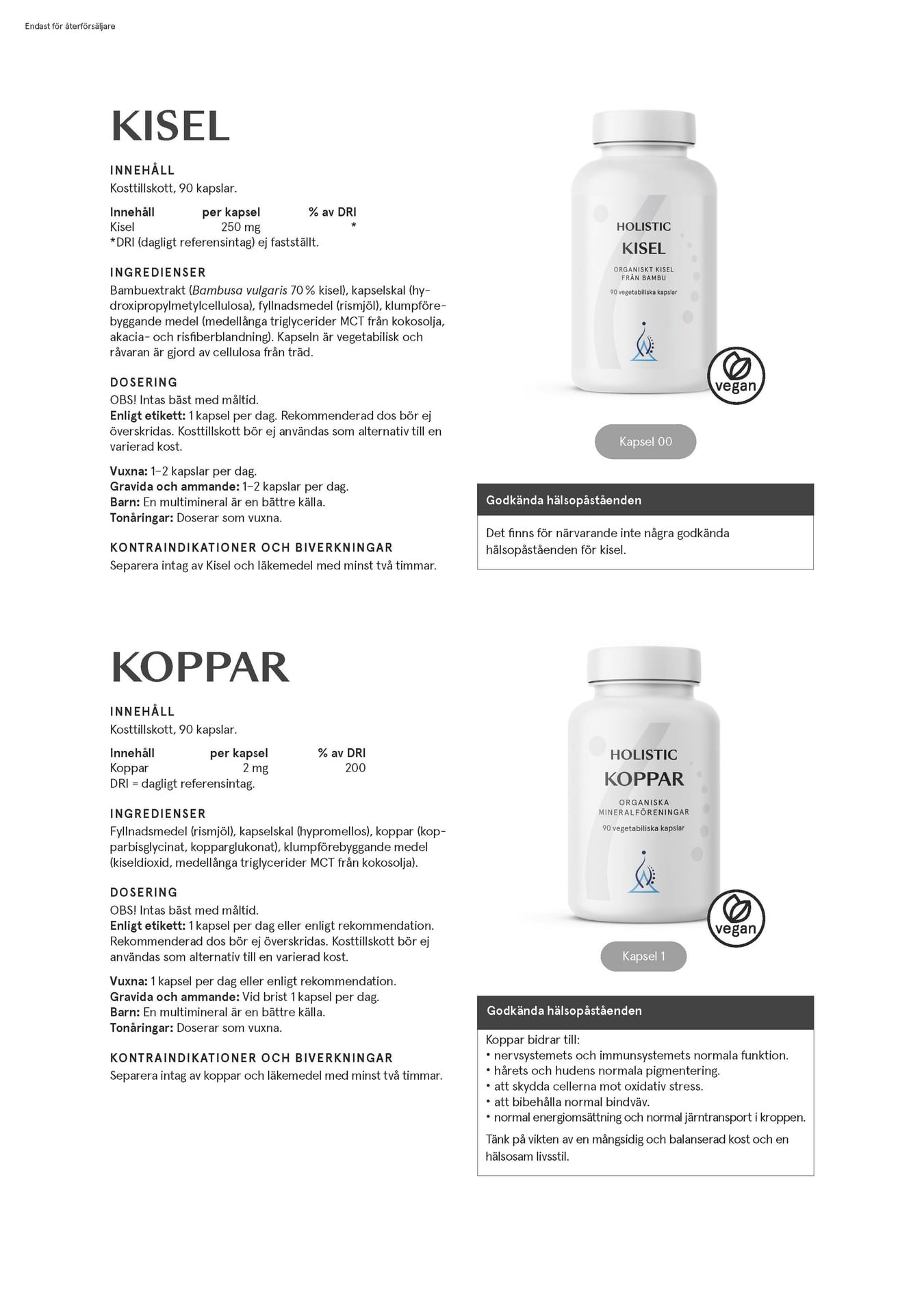 Holistic Magnesiumbisglycinat 100 mg, 90 kapslar