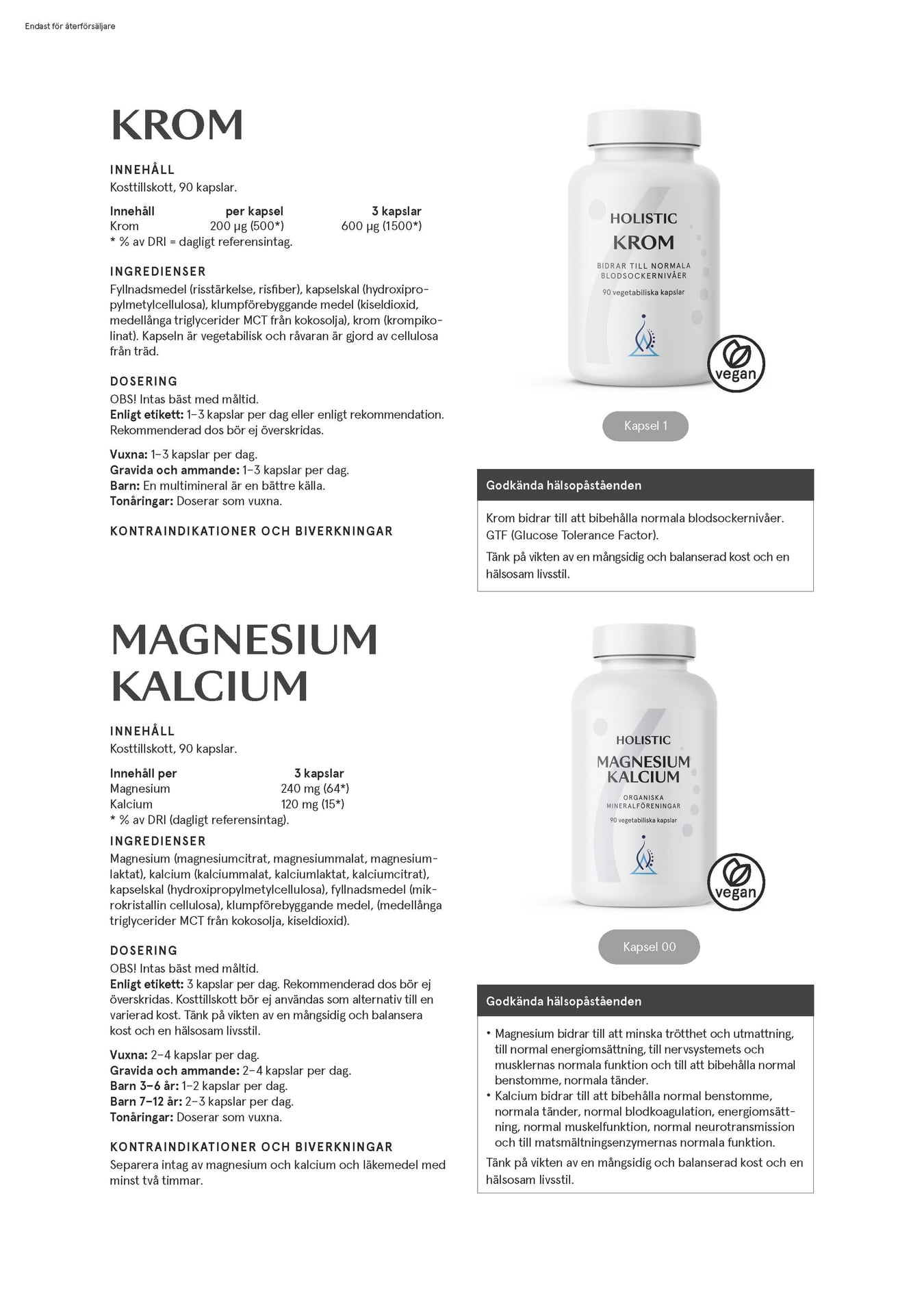 Holistic Magnesiumbisglycinat 100 mg, 90 kapslar