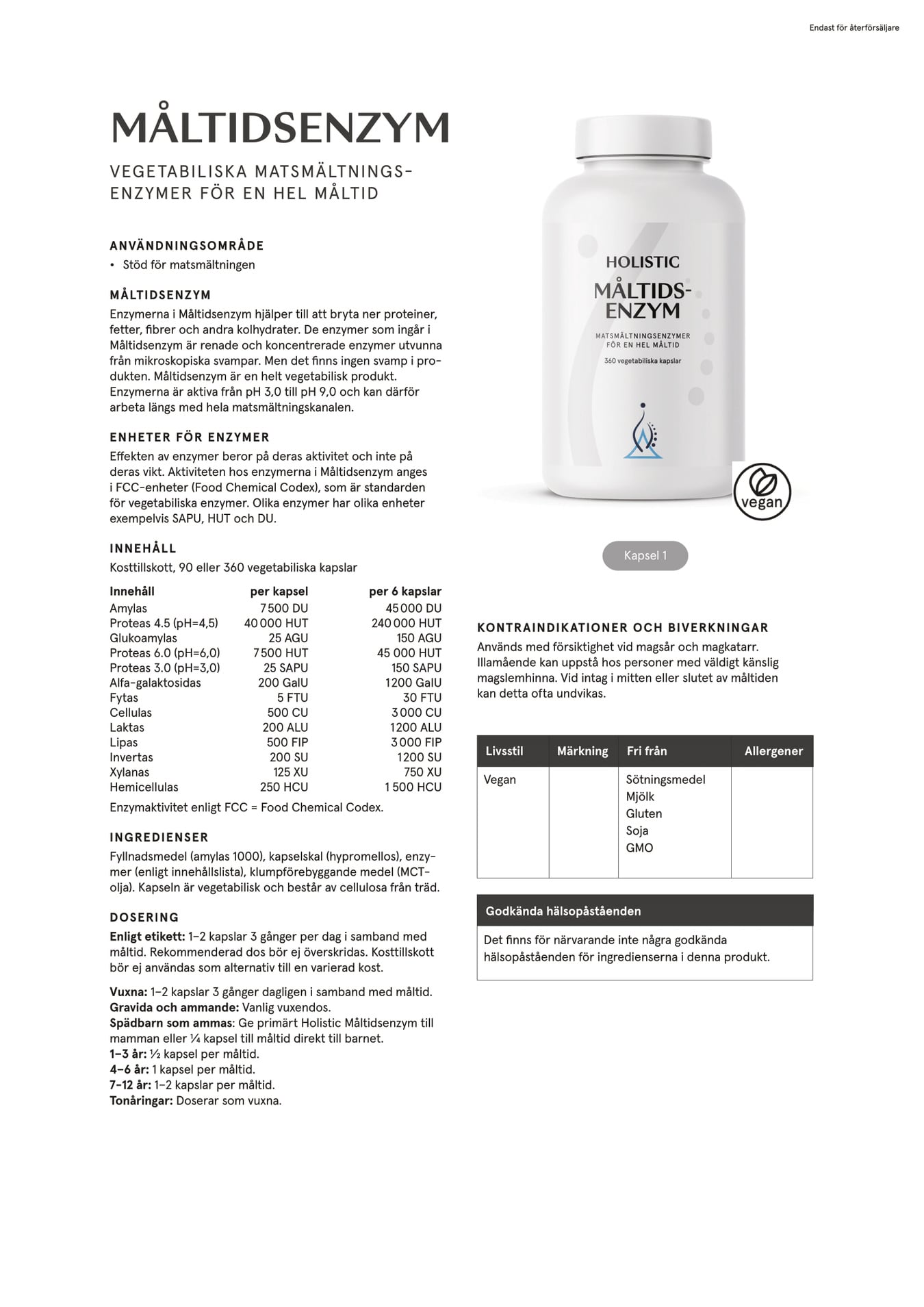 Holistic Måltidsenzym, 90 kapslar