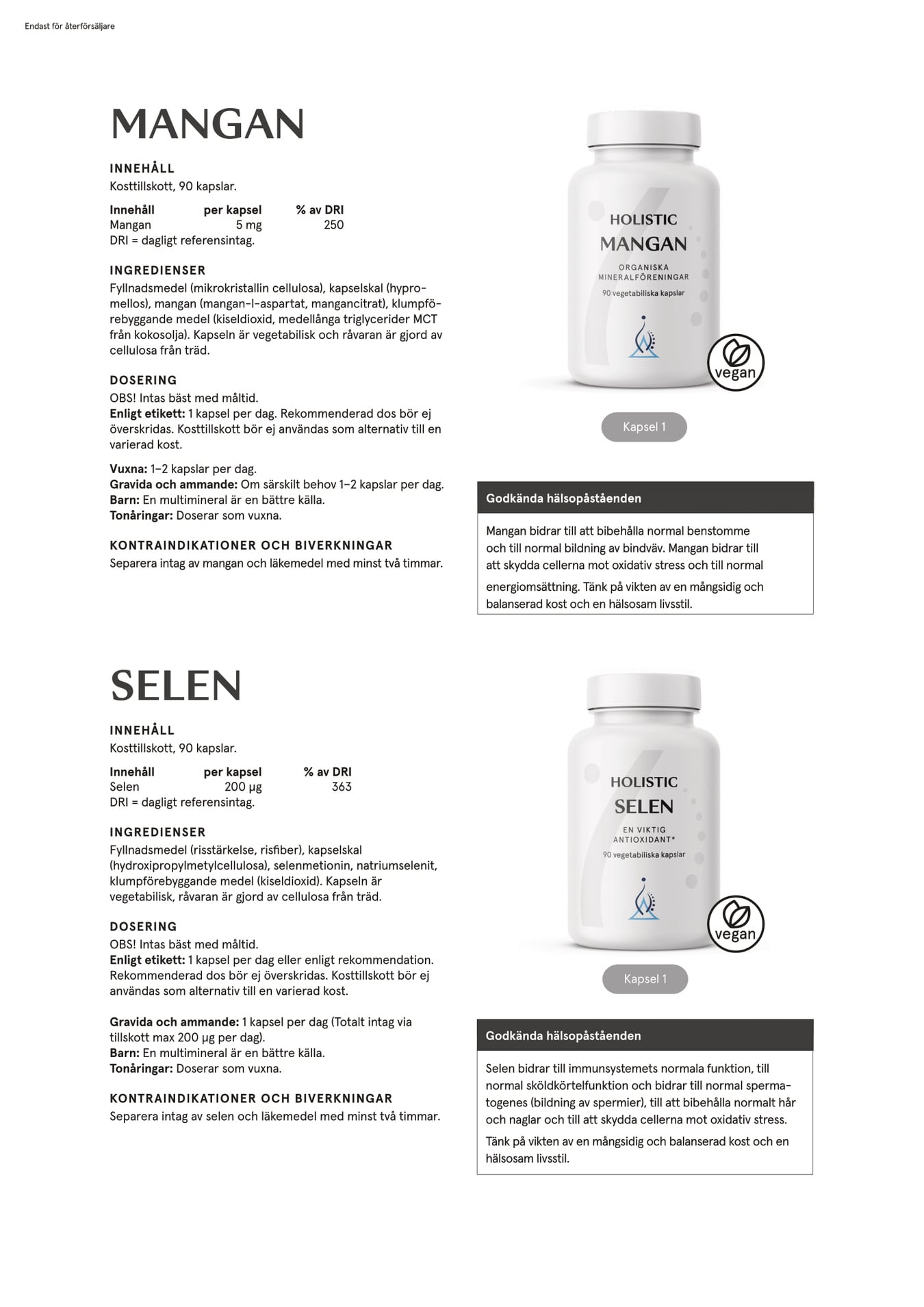 Holistic Mangan 5 mg, 90 kapslar