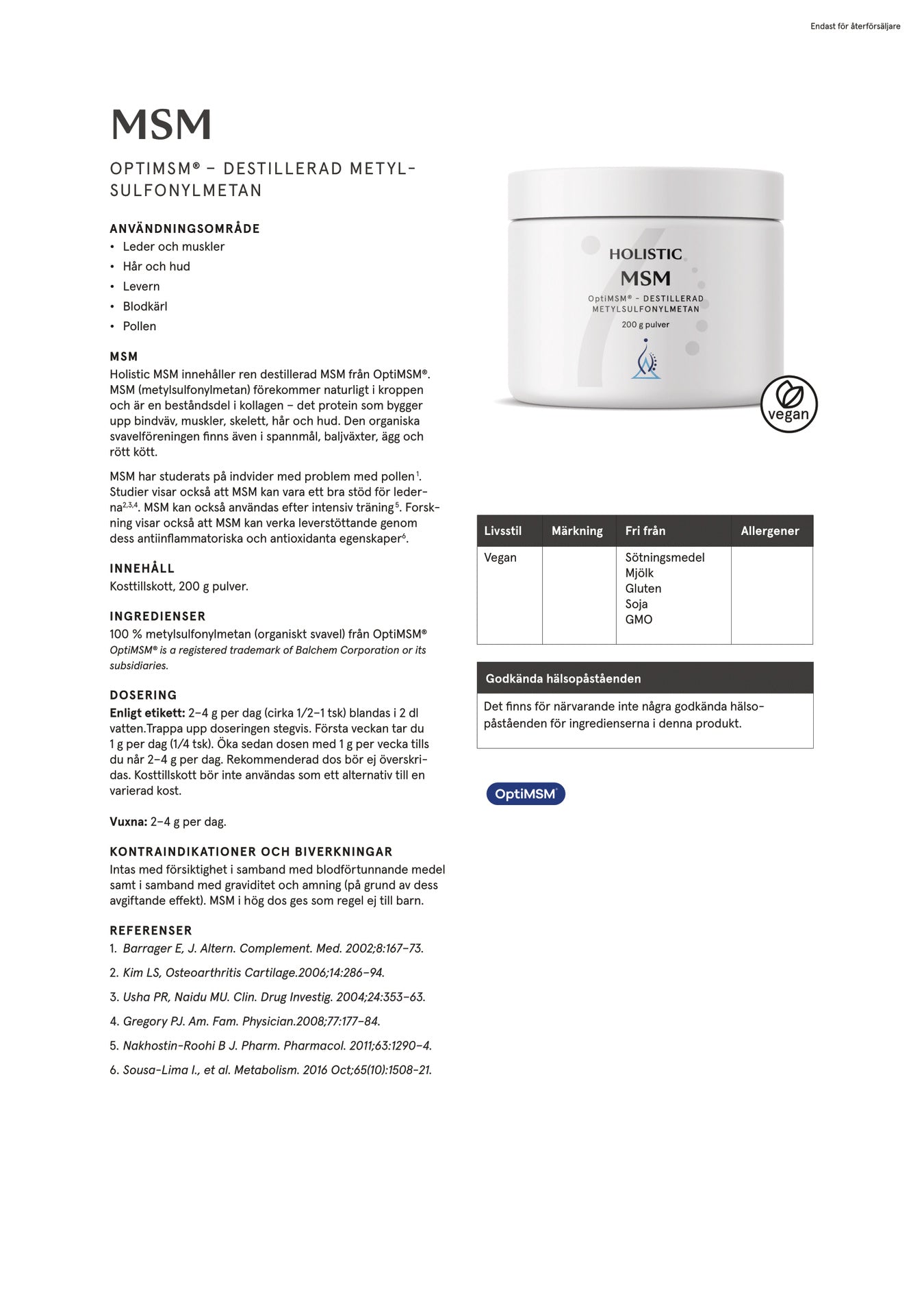 Holistic MSM, 200 g