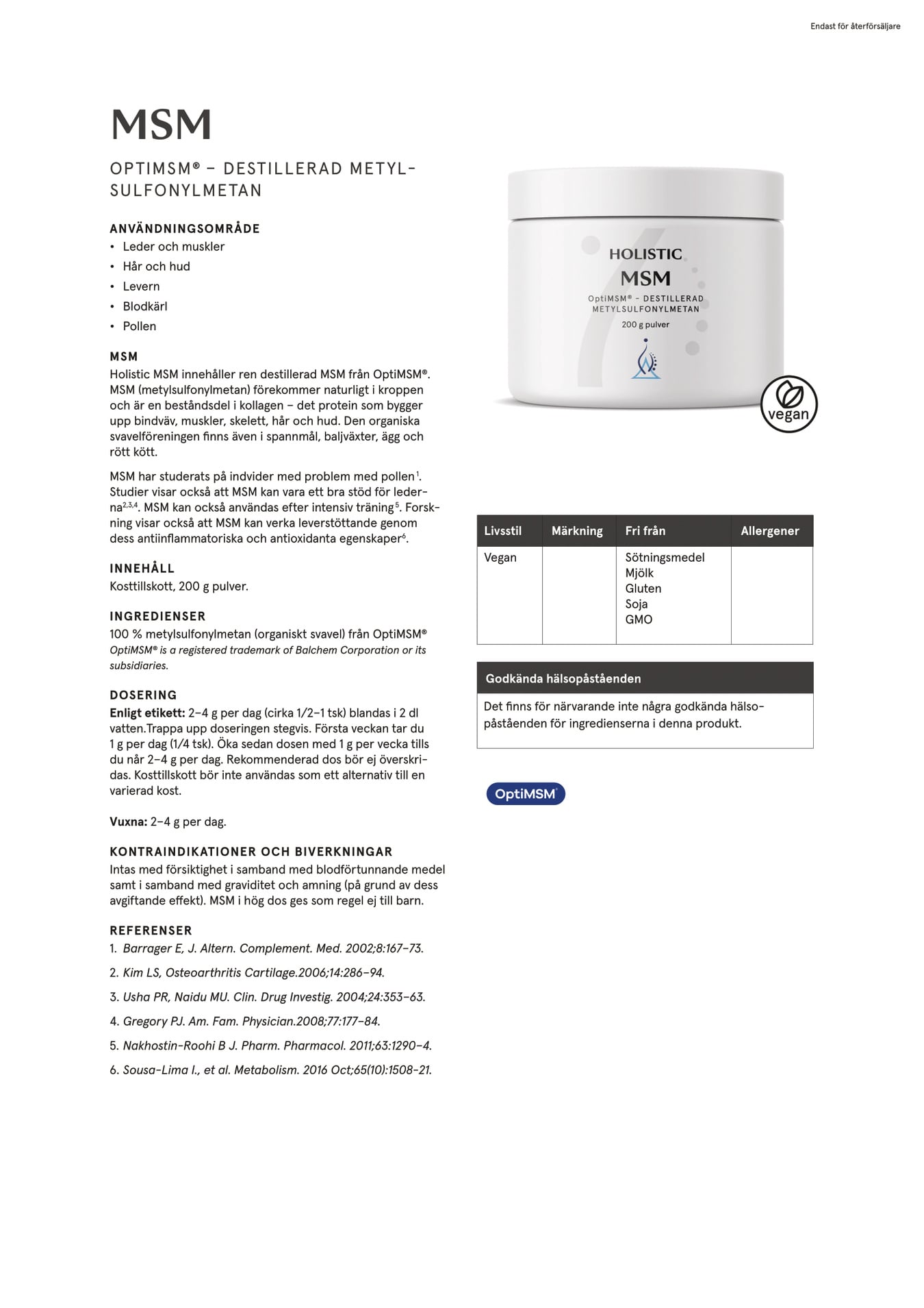Holistic MSM, 200 g