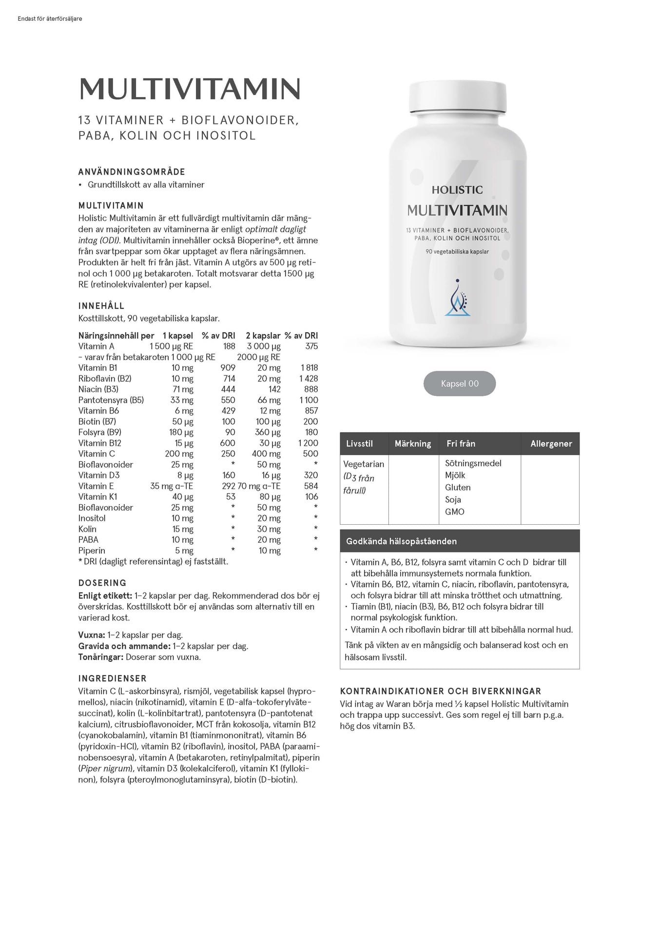 Holistic Multivitamin, 90 kapslar