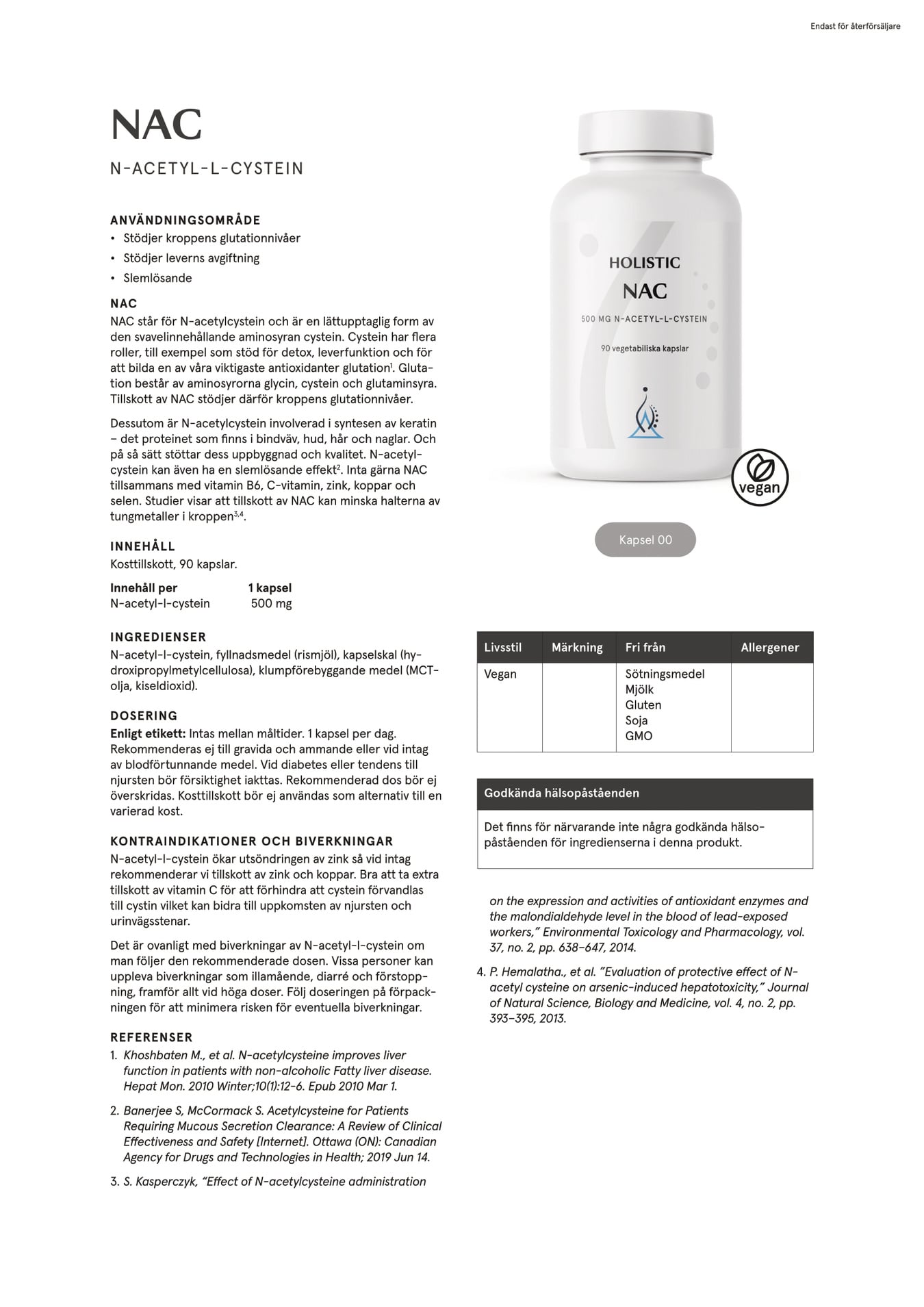 Holistic NAC, 90 kapslar