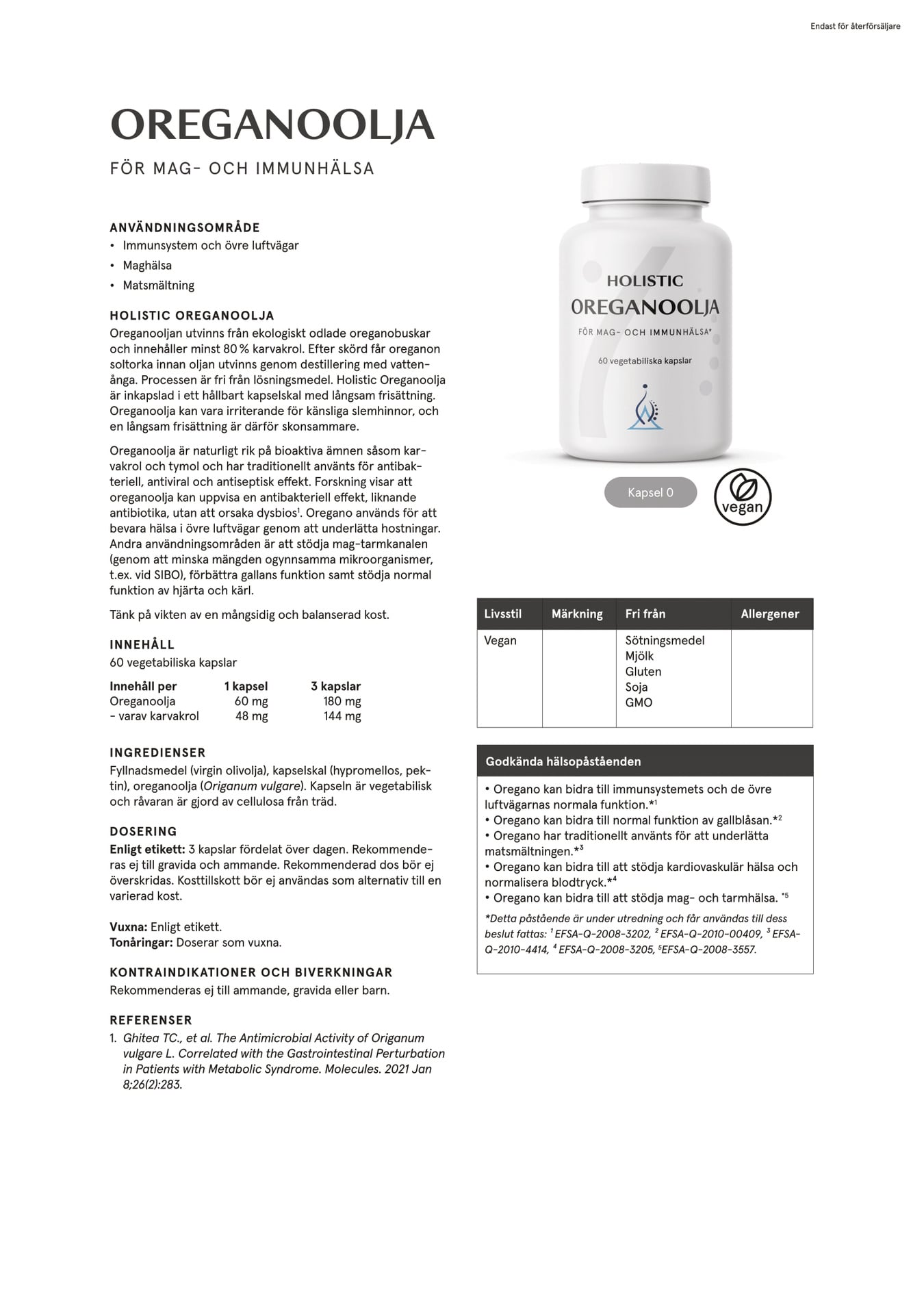 Holistic Oreganoolja, 60 kapslar 60 kapslar