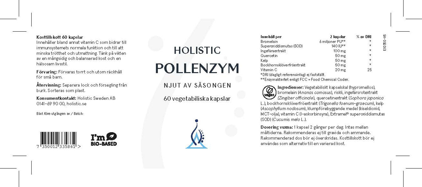 Holistic Pollenzym, 60 kapslar
