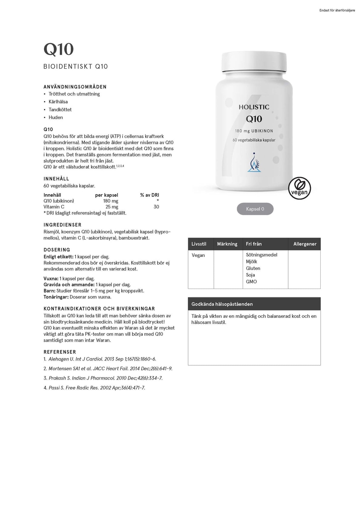 Holistic Q10 180 mg, 60 kapslar
