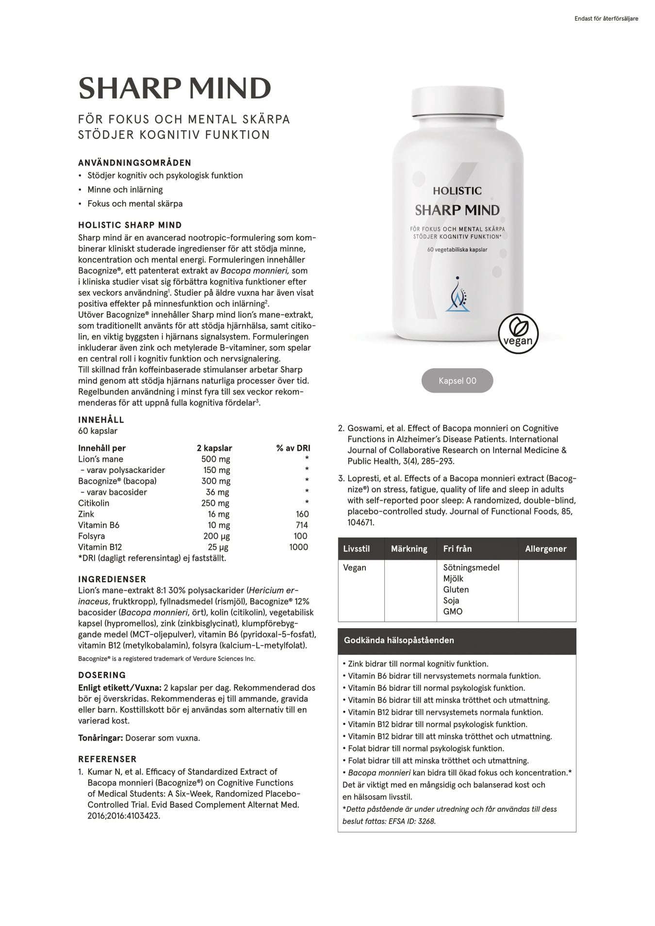 Holistic Sharp Mind, 60 kapslar