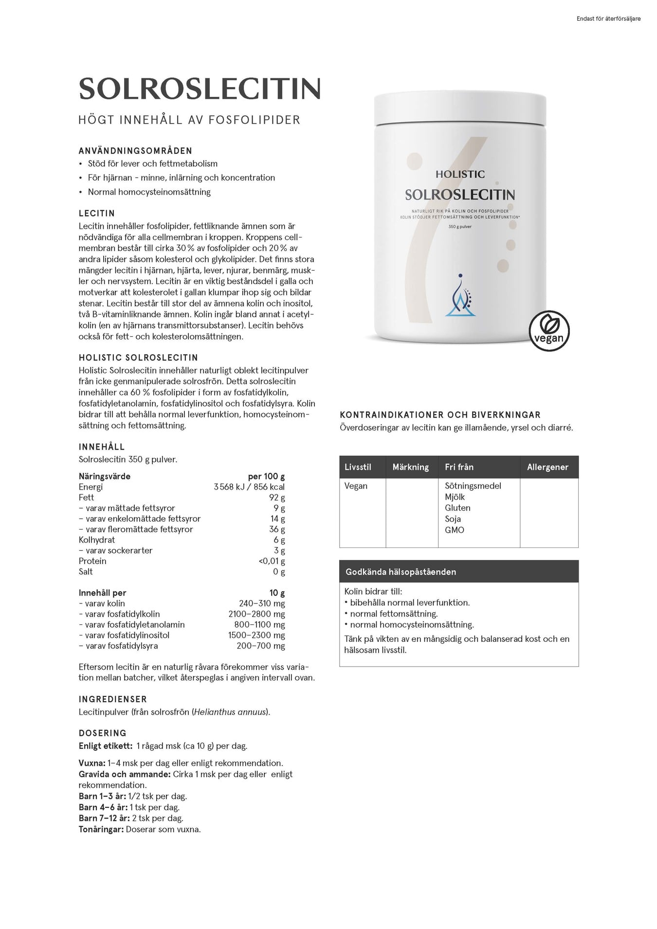 Holistic Solroslecitin, 350 g