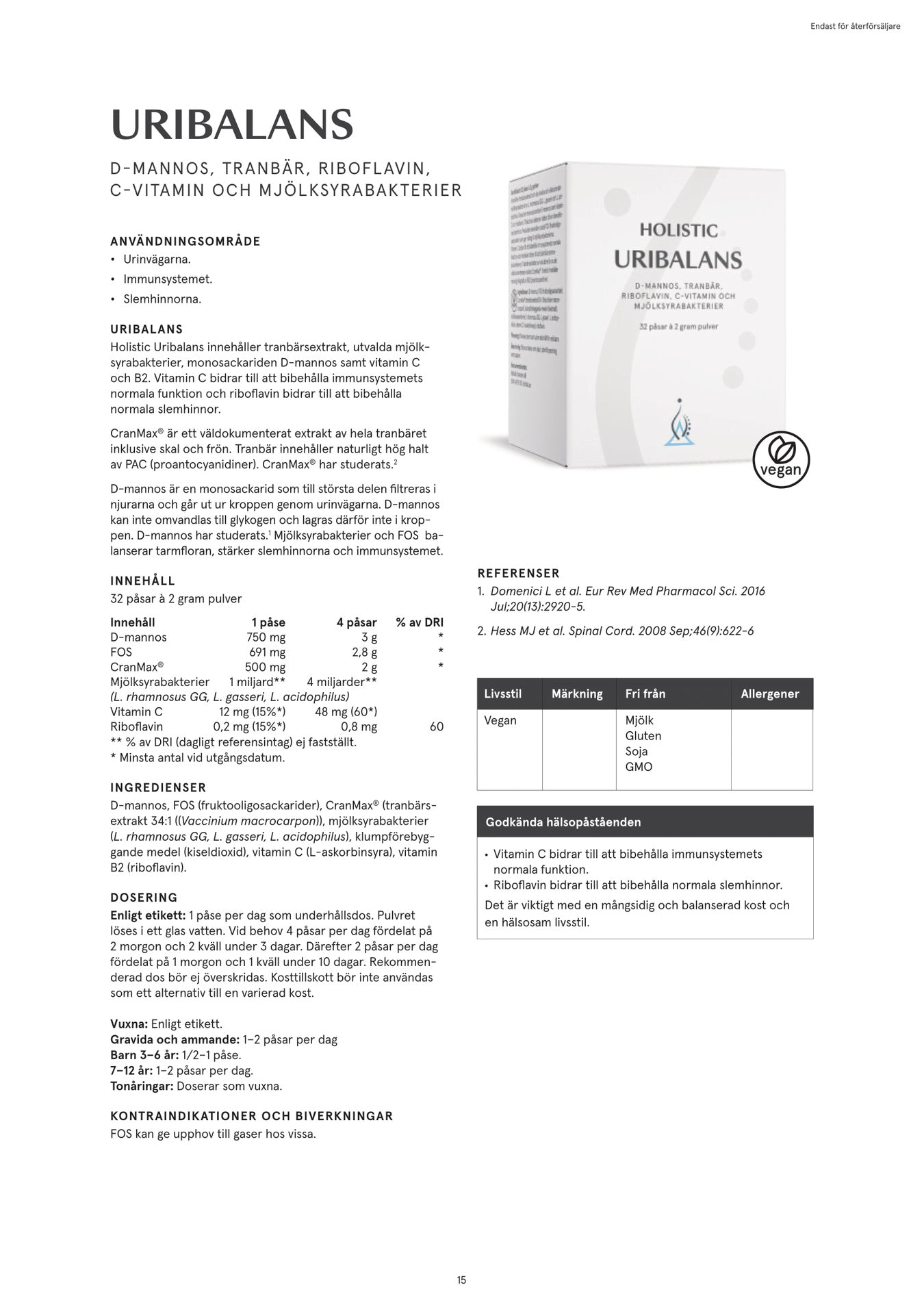 Holistic Uribalans, 32 påsar à 2 gram