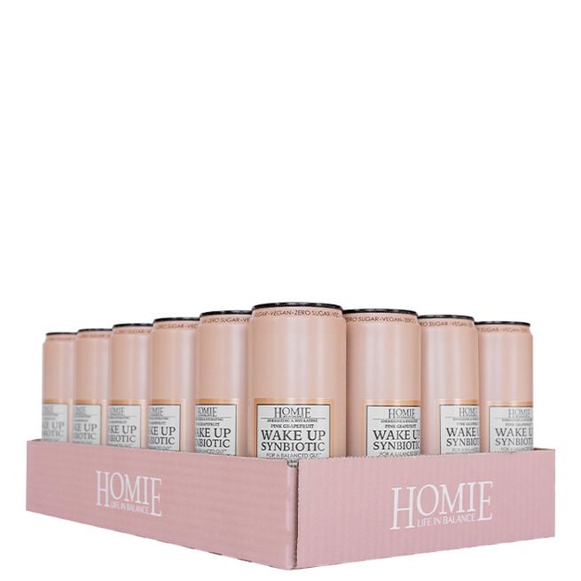 Homie life in balance 24 x Wake Up Synbiotic Funktionsdryck 330 ml Pink Grapefruit