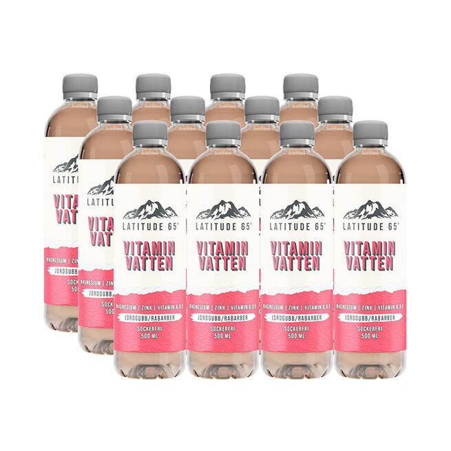 Latitude 65 12 x Latitude 65, Vitaminvatten, 500 ml Jordgubb/Rabarber