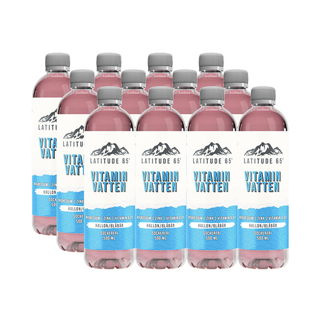 Latitude 65 12 x Latitude 65, Vitaminvatten, 500 ml Hallon/Blåbär