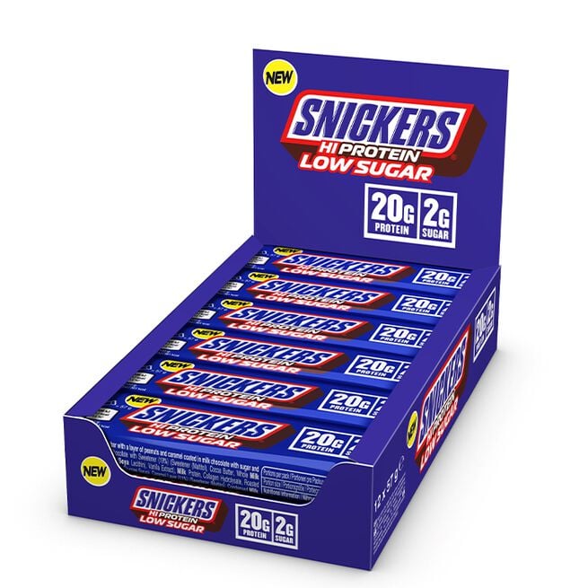 Mars 12 x Snickers High Protein Bar Low Sugar 57 g Mjölkchoklad