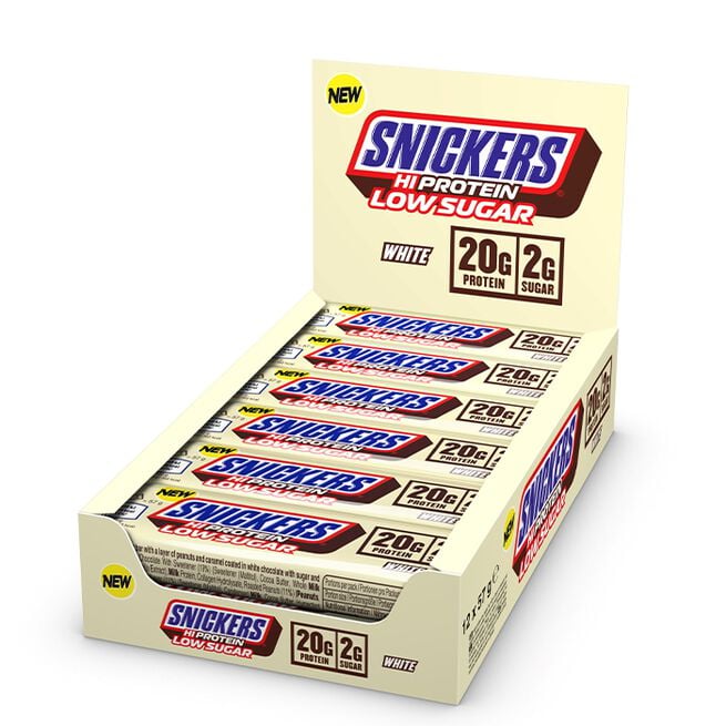 Mars 12 x Snickers High Protein Bar Low Sugar 57 g Vit Choklad