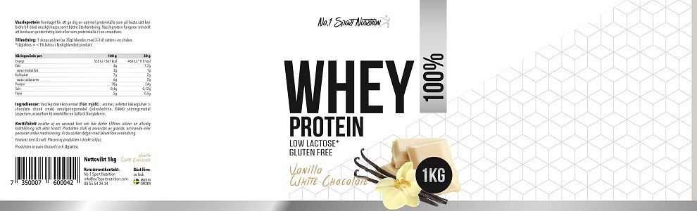 No.1 Sports 100% Whey Protein - 1kg