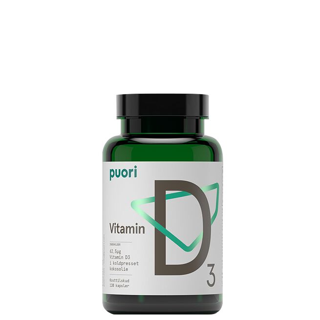 Puori D3-Vitamin + Kokosolja 120 kapslar