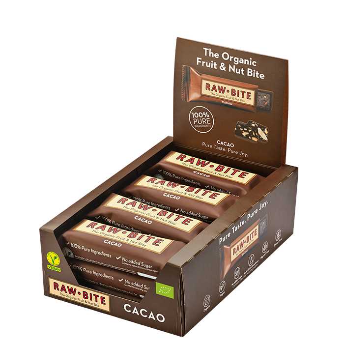Rawbite 12 x Frukt & Nötbar 50 g Choklad