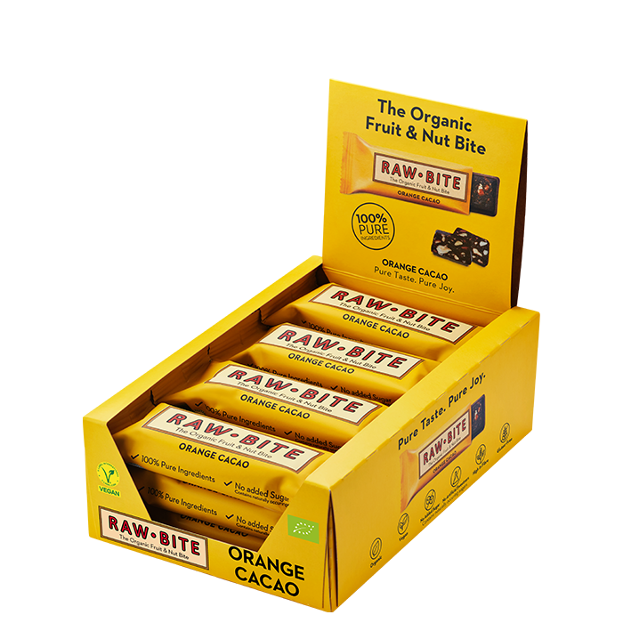 Rawbite 12 x Frukt & Nötbar 50 g Apelsin & Kakao