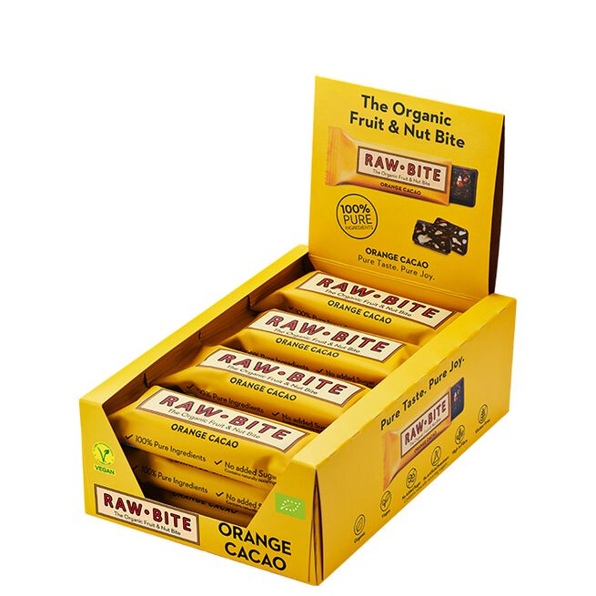 Rawbite 12 x Frukt & Nötbar 50 g Apelsin & Kakao