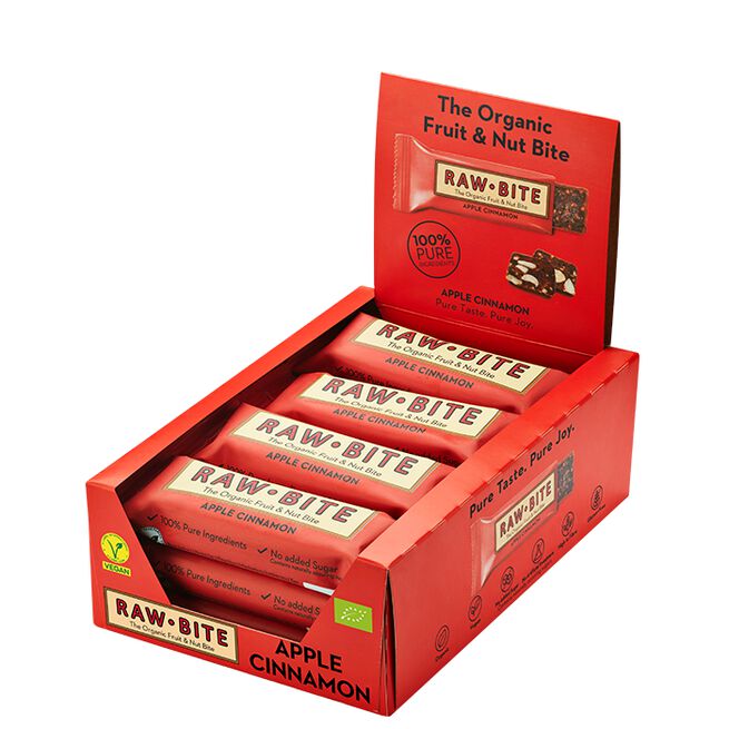 Rawbite 12 x Frukt & Nötbar 50 g Äpple & Kanel