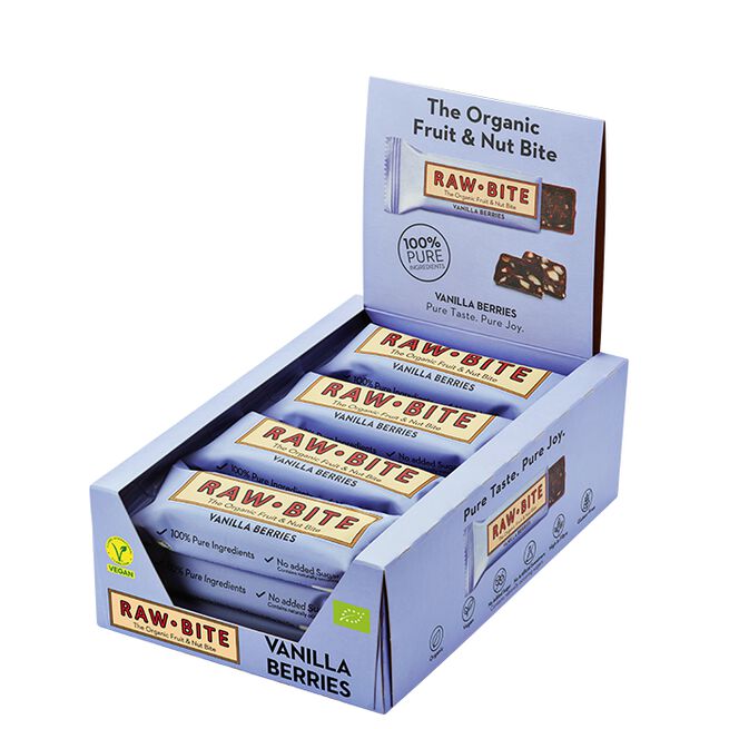 Rawbite 12 x Frukt & Nötbar 50 g Bär & Vanilj