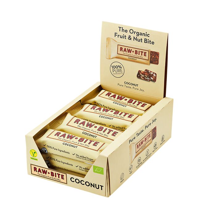 Rawbite 12 x Frukt & Nötbar 50 g Kokos