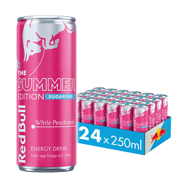 Red Bull 24 x Red Bull Energidryck, 250 ml, White Peach Sugarfree