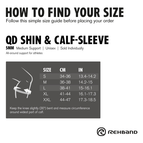 Rehband QD Shin & Calf Sleeve 5mm Black / XL