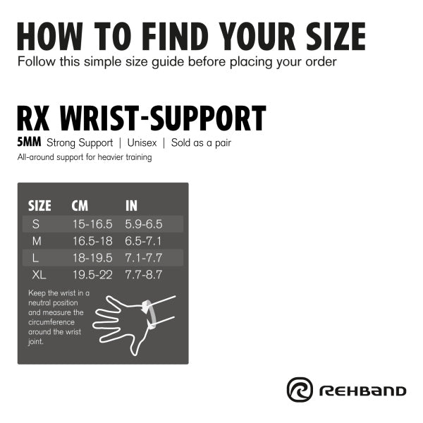 Rehband RX Wrist Sleeve, 5mm, Pair, Black Black / XL