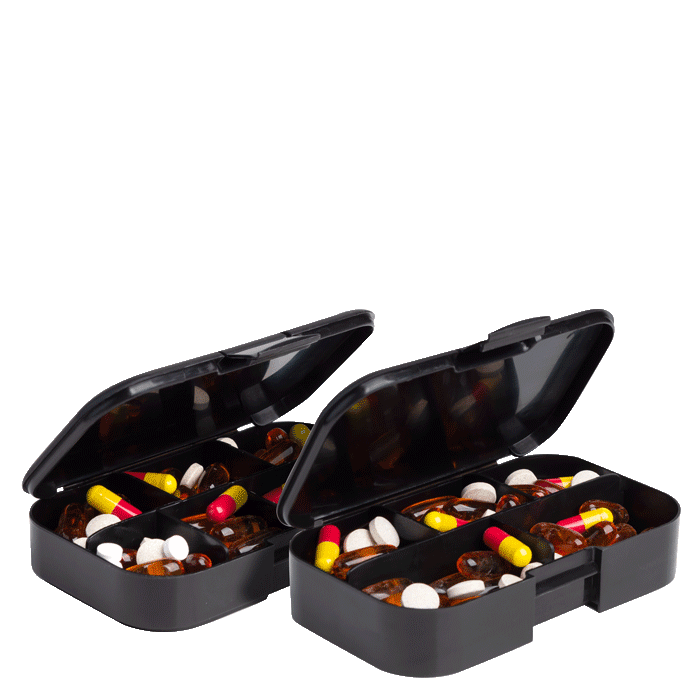 Smartshake Pill Box Organizer 2-pack Svart
